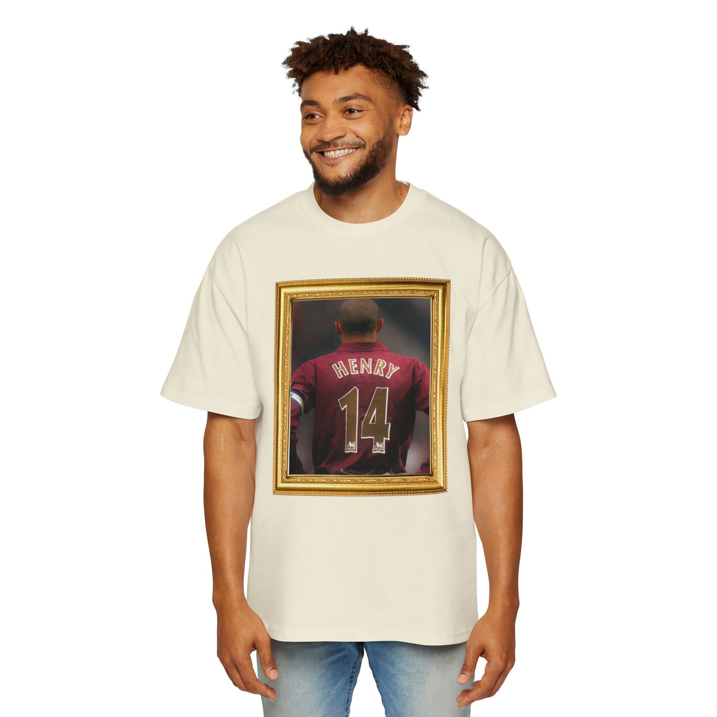 T-Shirt Mixte Oversized - Thierry Henry Legend (Arsenal, Gold Frame)