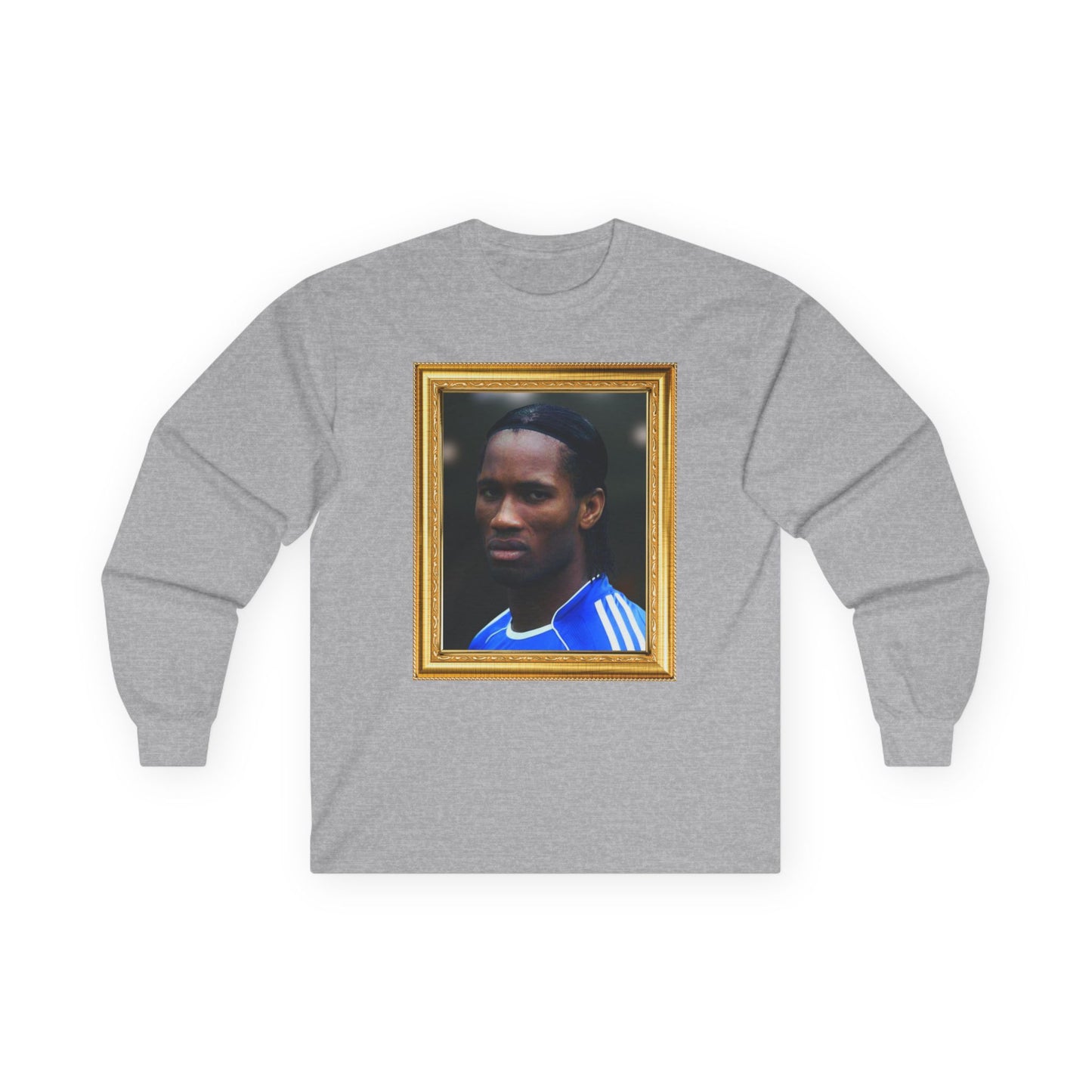 Unisex Long Sleeve T-Shirt - Didier Drogba Chelsea Legend (Gold Frame)