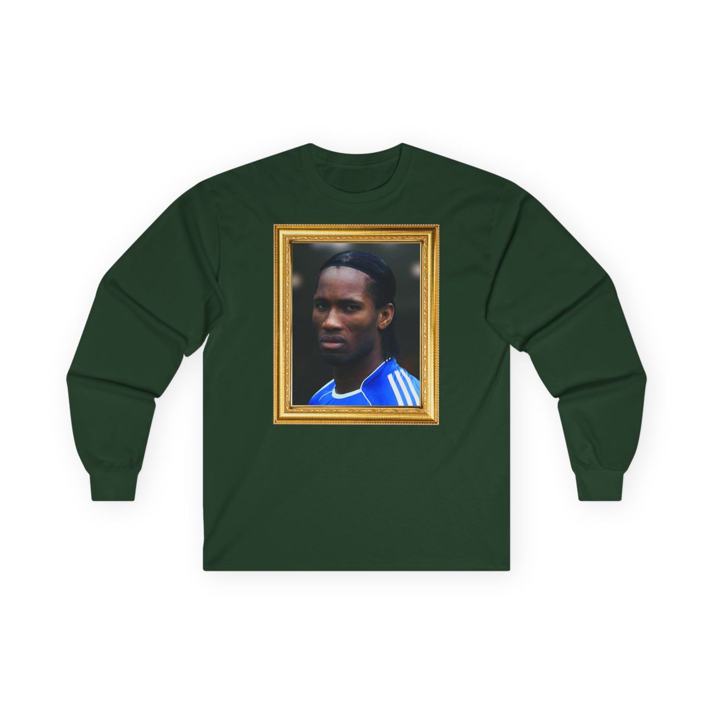 T-Shirt Manches Longues Mixte - Didier Drogba Legend (Chelsea, Gold Frame)