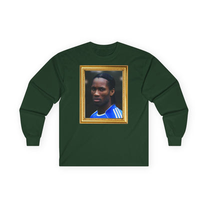 T-Shirt Manches Longues Mixte - Didier Drogba Legend (Chelsea, Gold Frame)