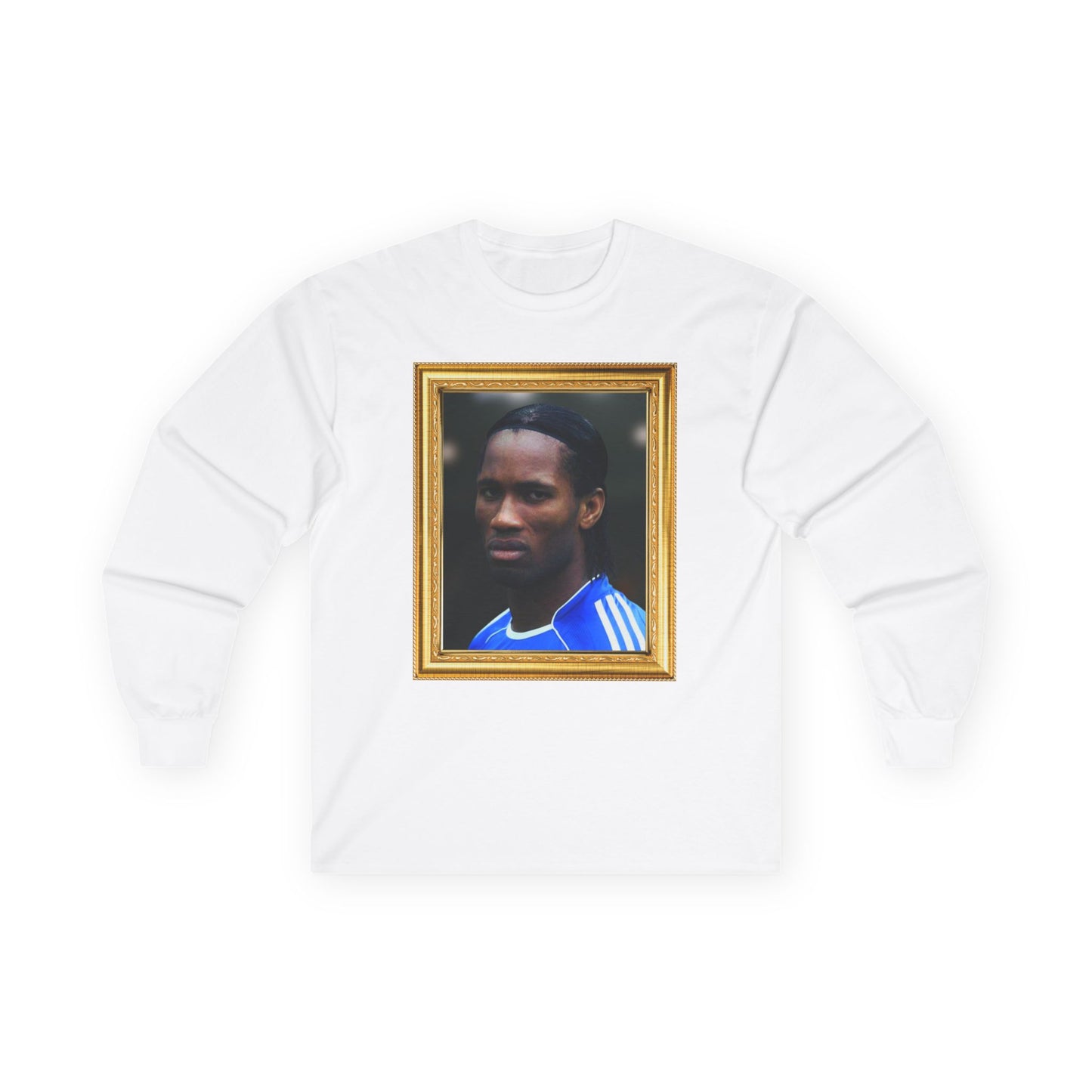 Unisex Long Sleeve T-Shirt - Didier Drogba Chelsea Legend (Gold Frame)