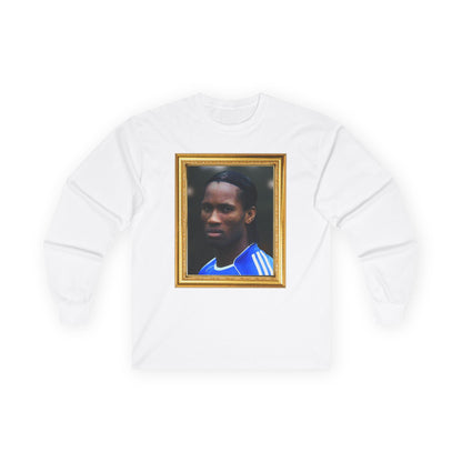 Unisex Long Sleeve T-Shirt - Didier Drogba Chelsea Legend (Gold Frame)