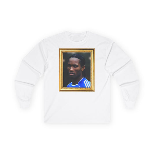 T-Shirt Manches Longues Mixte - Didier Drogba Legend (Chelsea, Gold Frame)