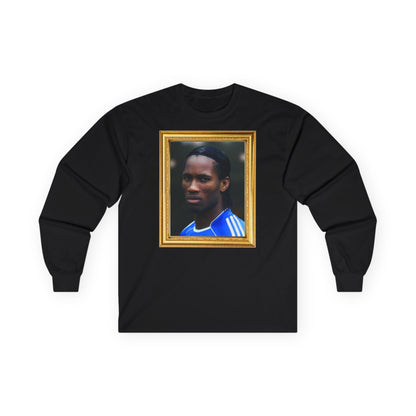 T-Shirt Manches Longues Mixte - Didier Drogba Legend (Chelsea, Gold Frame)