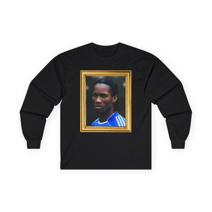 Unisex Long Sleeve T-Shirt - Didier Drogba Chelsea Legend (Gold Frame)