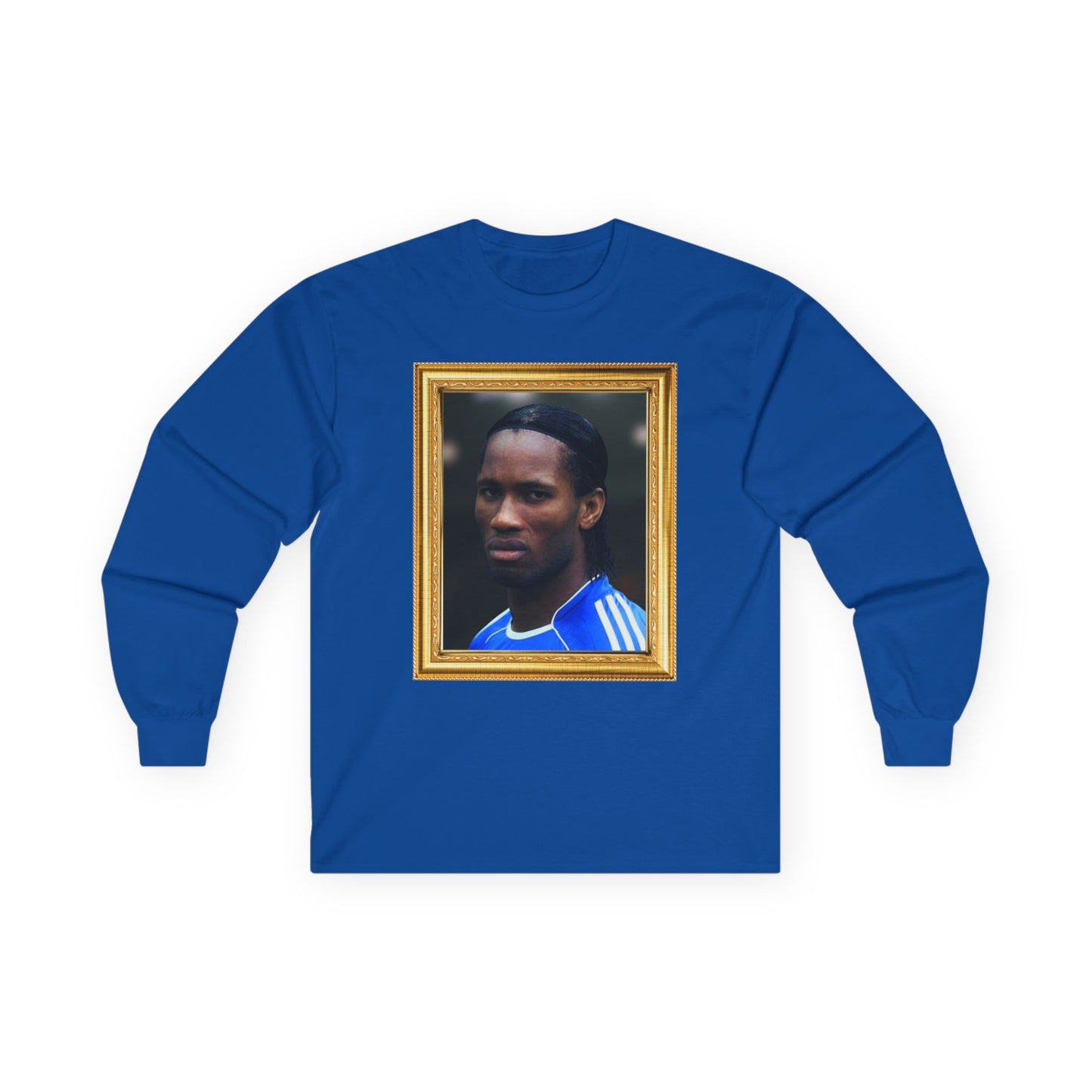 Unisex Long Sleeve T-Shirt - Didier Drogba Chelsea Legend (Gold Frame)
