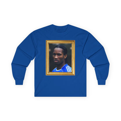 Unisex Long Sleeve T-Shirt - Didier Drogba Chelsea Legend (Gold Frame)