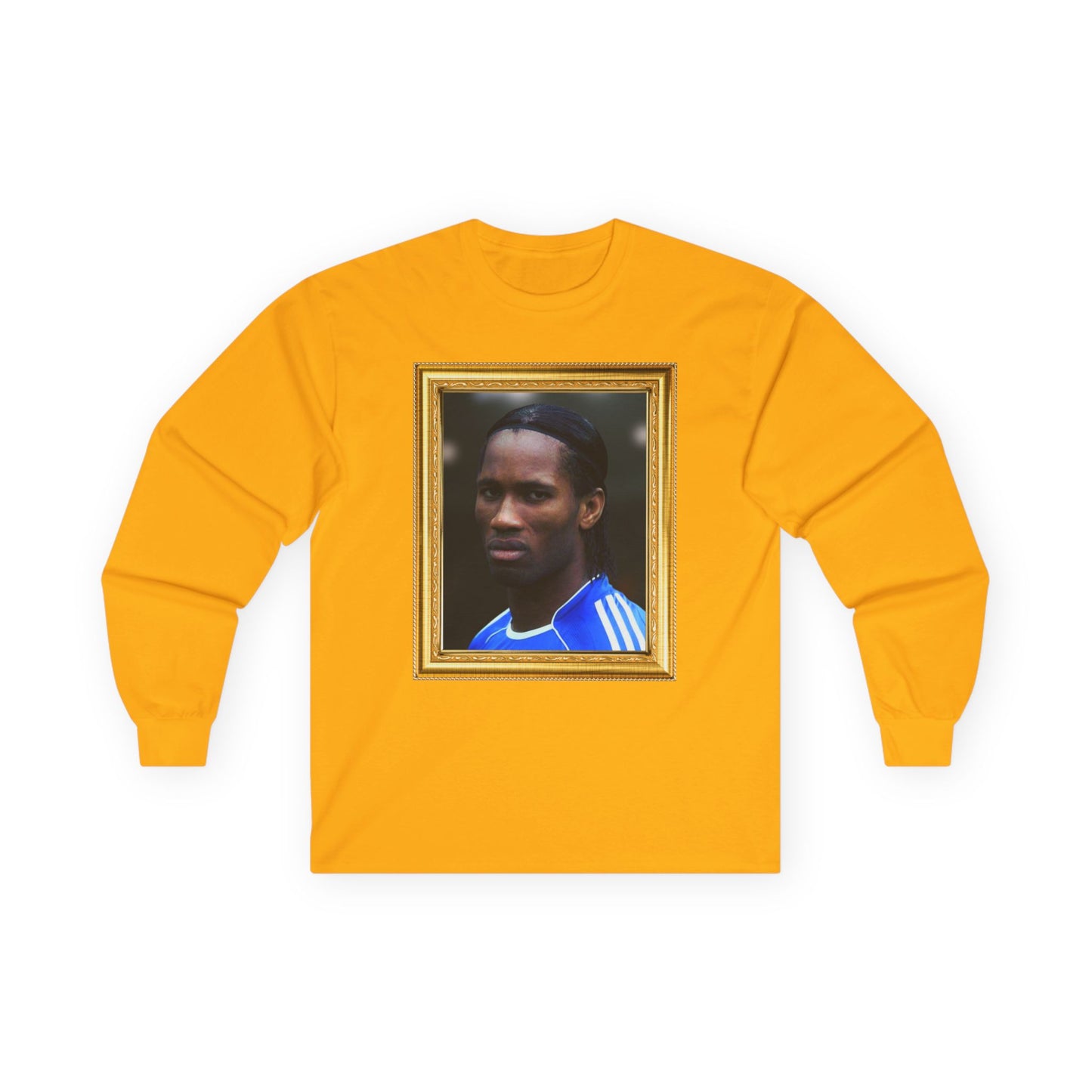 Unisex Long Sleeve T-Shirt - Didier Drogba Chelsea Legend (Gold Frame)