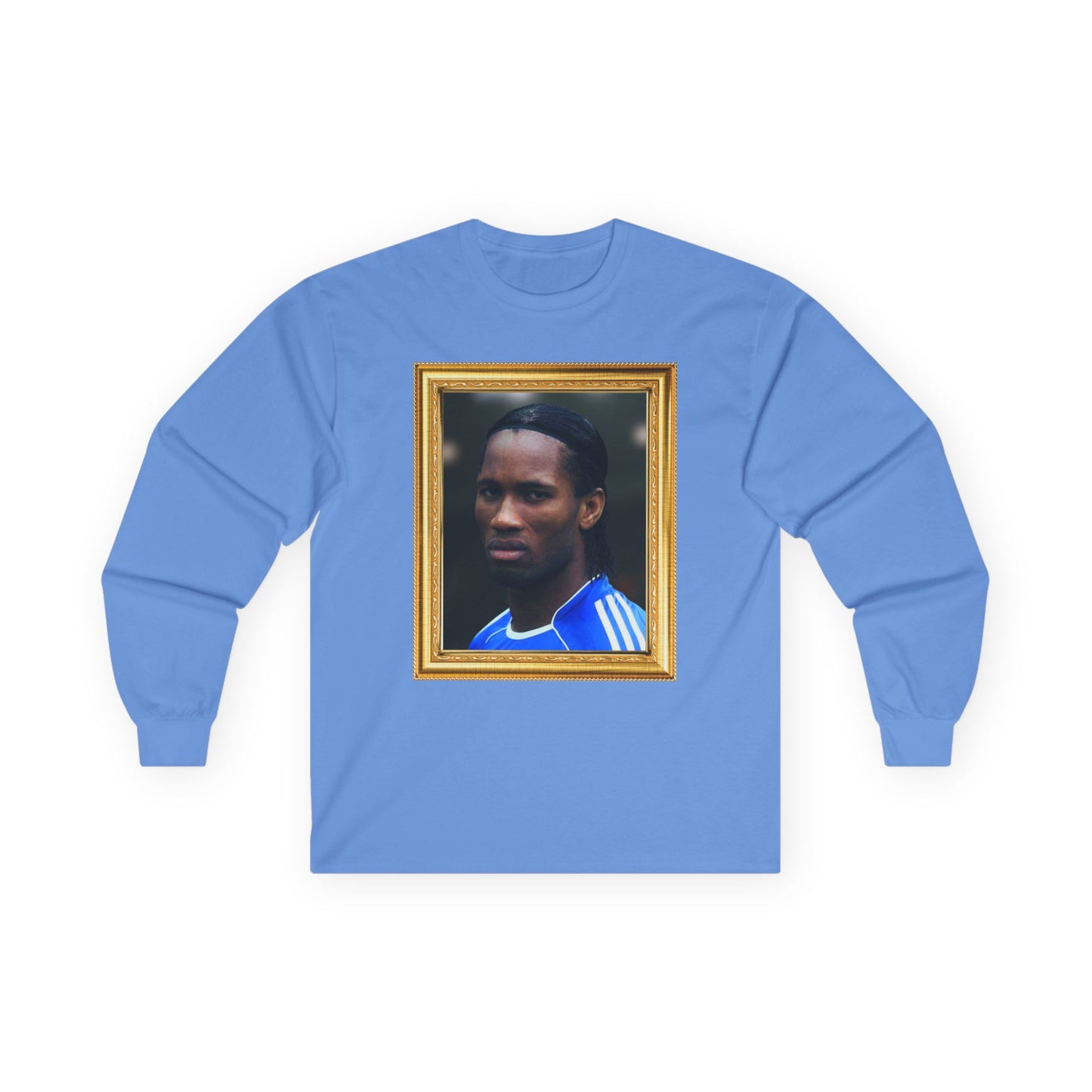 Unisex Long Sleeve T-Shirt - Didier Drogba Chelsea Legend (Gold Frame)