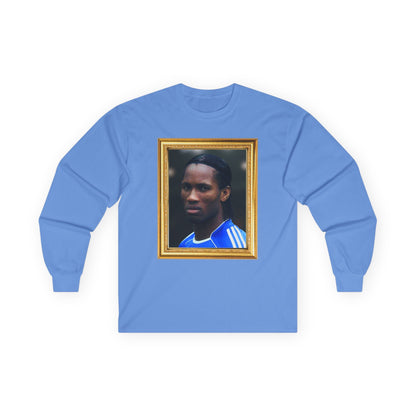 Unisex Long Sleeve T-Shirt - Didier Drogba Chelsea Legend (Gold Frame)
