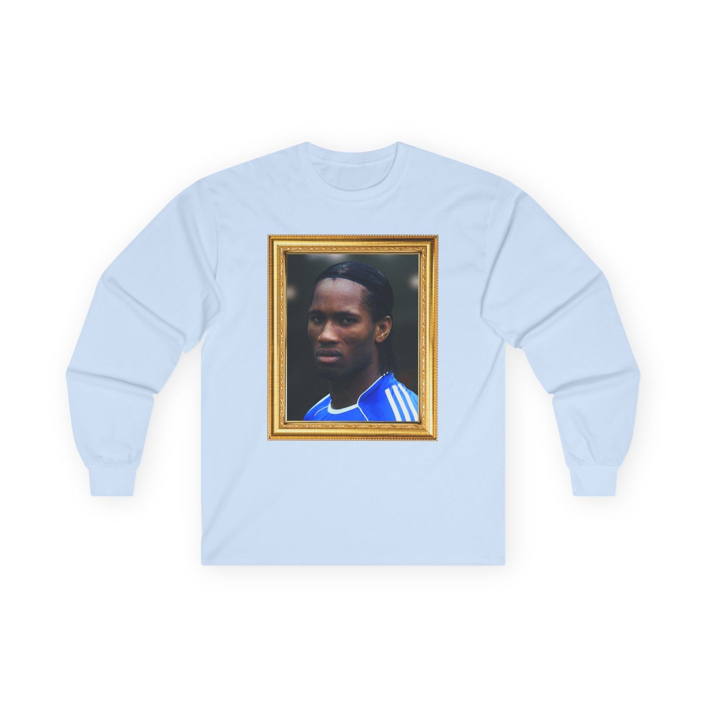 Unisex Long Sleeve T-Shirt - Didier Drogba Chelsea Legend (Gold Frame)