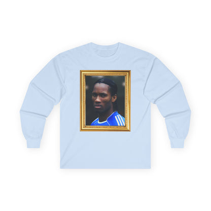 Unisex Long Sleeve T-Shirt - Didier Drogba Chelsea Legend (Gold Frame)
