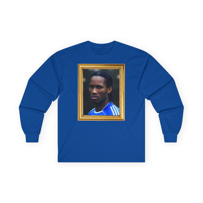 T-Shirt Manches Longues Mixte - Didier Drogba Legend (Chelsea, Gold Frame)