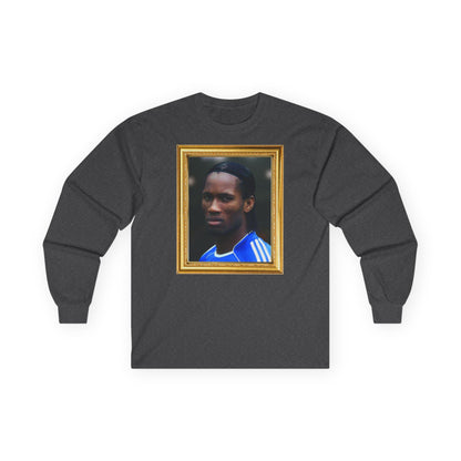 T-Shirt Manches Longues Mixte - Didier Drogba Legend (Chelsea, Gold Frame)