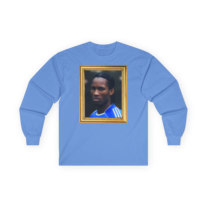 T-Shirt Manches Longues Mixte - Didier Drogba Legend (Chelsea, Gold Frame)