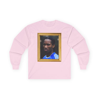 Unisex Long Sleeve T-Shirt - Didier Drogba Chelsea Legend (Gold Frame)