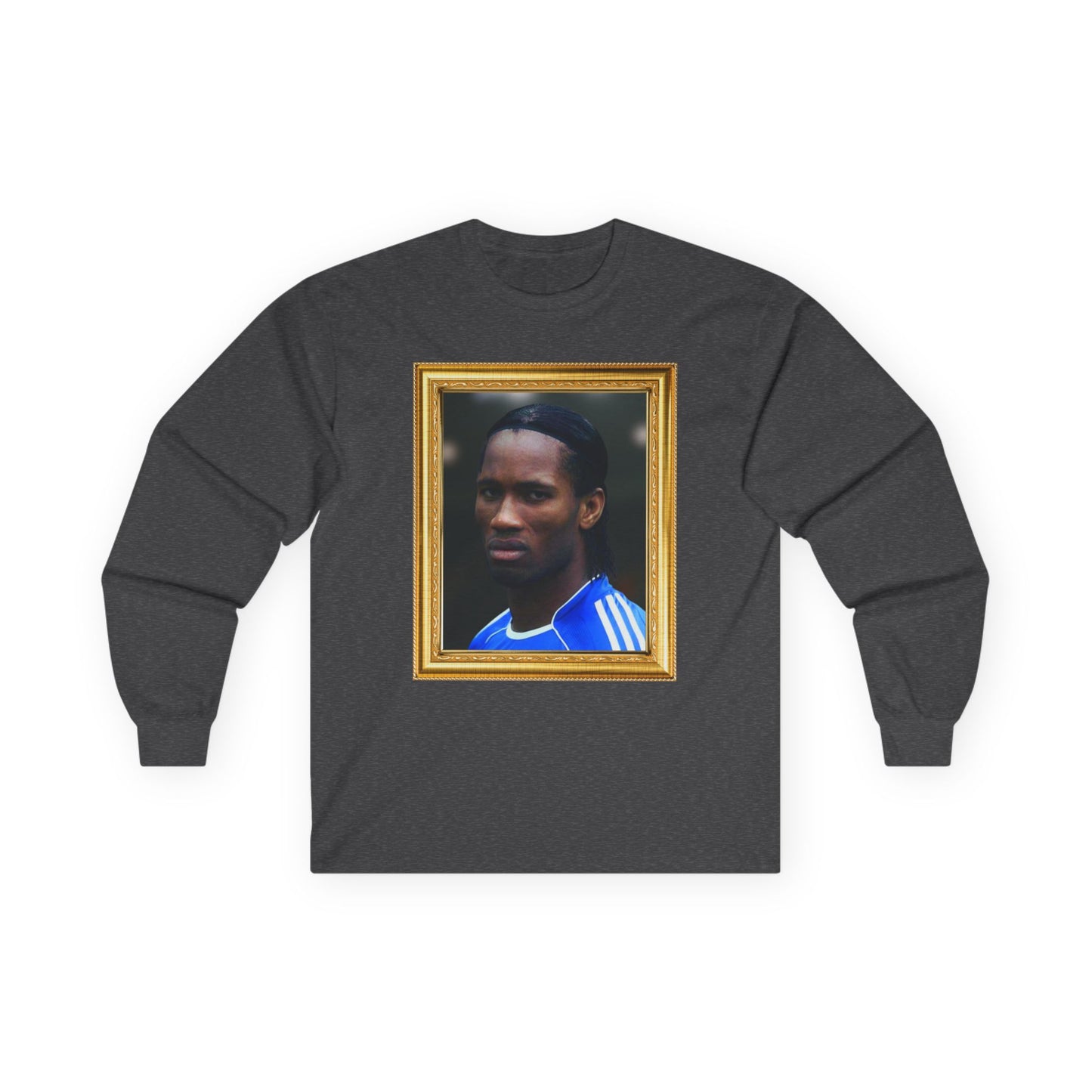 Unisex Long Sleeve T-Shirt - Didier Drogba Chelsea Legend (Gold Frame)