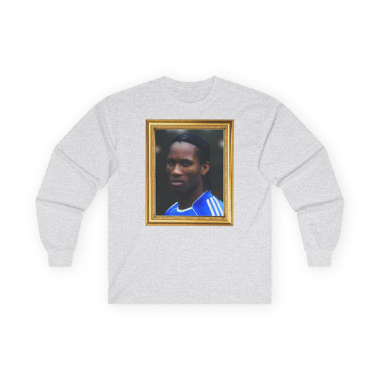 T-Shirt Manches Longues Mixte - Didier Drogba Legend (Chelsea, Gold Frame)